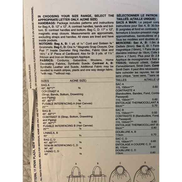 McCall's Misses Handbag Sewing Pattern B4645 - Picture 7 of 9